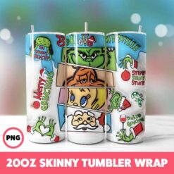 Grinchmas 7 Tumbler Wrap, 20oz Skinny Tumbler Wrap