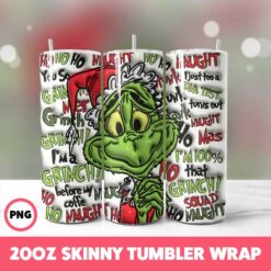 Grinchmas 72 Tumbler Wrap, 20oz Skinny Tumbler Wrap