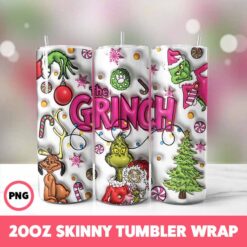 Grinchmas 95 Tumbler Wrap, 20oz Skinny Tumbler Wrap