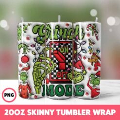 Grinchmas 96 Tumbler Wrap, 20oz Skinny Tumbler Wrap