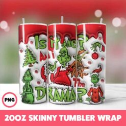 Grinchmas 98 Tumbler Wrap, 20oz Skinny Tumbler Wrap