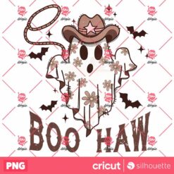 Halloween Ghost PNG, Retro Cowboy Ghost PNG, Retro Spooky Boo Haw PNG