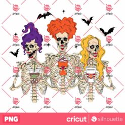 Halloween Trick Or Treat PNG, 3 Witch Skeletons PNG