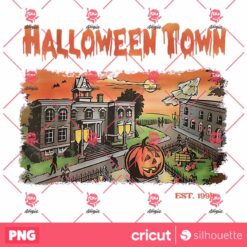 Halloweentown PNG, Vintage Halloween Town Est 1998 PNG