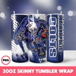 Indianapolis Colts NFL Tumbler Wrap, Sports 66 Tumbler Wrap, 20oz Skinny Tumbler Wrap