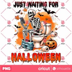 Just Waiting For Halloween PNG, Funny Skeleton PNG, Skeleton PNG Design