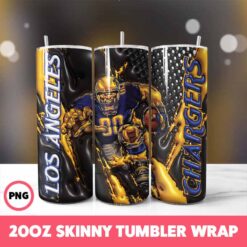 Los Angeles Chargers NFL Tumbler Wrap, Sports 4 Tumbler Wrap, 20oz Skinny Tumbler Wrap