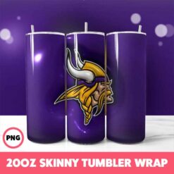 Minnesota Vikings NFL Tumbler Wrap, Sports 50 Tumbler Wrap, 20oz Skinny Tumbler Wrap