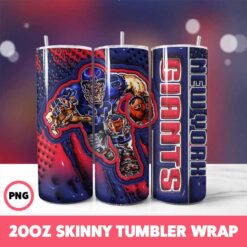 New York Giants NFL Tumbler Wrap, Sports 19 Tumbler Wrap, 20oz Skinny Tumbler Wrap