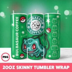 Pokemon Video Games 17 Tumbler Wrap, 20oz Skinny Tumbler Wrap