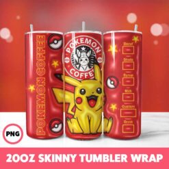 Pokemon Video Games 20 Tumbler Wrap, 20oz Skinny Tumbler Wrap