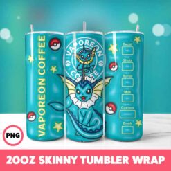 Pokemon Video Games 21 Tumbler Wrap, 20oz Skinny Tumbler Wrap