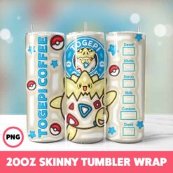 Pokemon Video Games 22 Tumbler Wrap, 20oz Skinny Tumbler Wrap