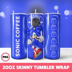 Sonic Video Games 1 Tumbler Wrap, 20oz Skinny Tumbler Wrap