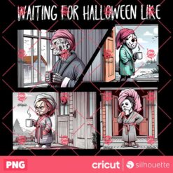 Spooky Season PNG, Waiting For Halloween Like Horror Movie Characters PNG