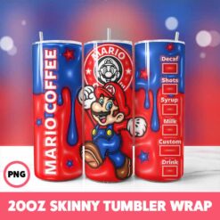 Super Mario 10 Tumbler Wrap, 20oz Skinny Tumbler Wrap