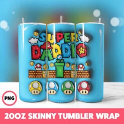 Super Mario 15 Tumbler Wrap, 20oz Skinny Tumbler Wrap