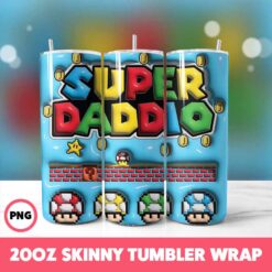 Super Mario 16 Tumbler Wrap, 20oz Skinny Tumbler Wrap