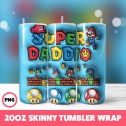 Super Mario 17 Tumbler Wrap, 20oz Skinny Tumbler Wrap