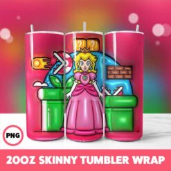 Super Mario 2 Tumbler Wrap, 20oz Skinny Tumbler Wrap