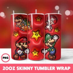 Super Mario 3 Tumbler Wrap, 20oz Skinny Tumbler Wrap