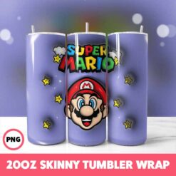 Super Mario 6 Tumbler Wrap, 20oz Skinny Tumbler Wrap