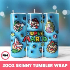 Super Mario 7 Tumbler Wrap, 20oz Skinny Tumbler Wrap