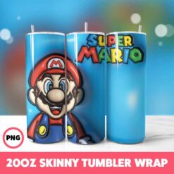 Super Mario 8 Tumbler Wrap, 20oz Skinny Tumbler Wrap