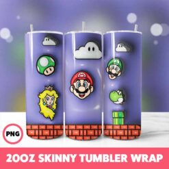 Super Mario 9 Tumbler Wrap, 20oz Skinny Tumbler Wrap