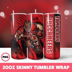 Tampa Bay Buccaneers NFL Tumbler Wrap, Sports 8 Tumbler Wrap, 20oz Skinny Tumbler Wrap