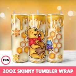 Winnie The Pooh 3 Tumbler Wrap, 20oz Skinny Tumbler Wrap